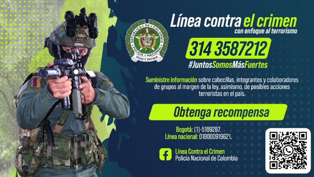 L&iacute;nea para la denuncia contra grupos al margen de la Ley