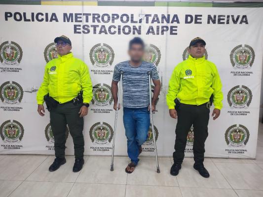 Por el delito de Violencia Intrafamiliar agravada se logra la captura de un sujeto en el municipio de Aipe