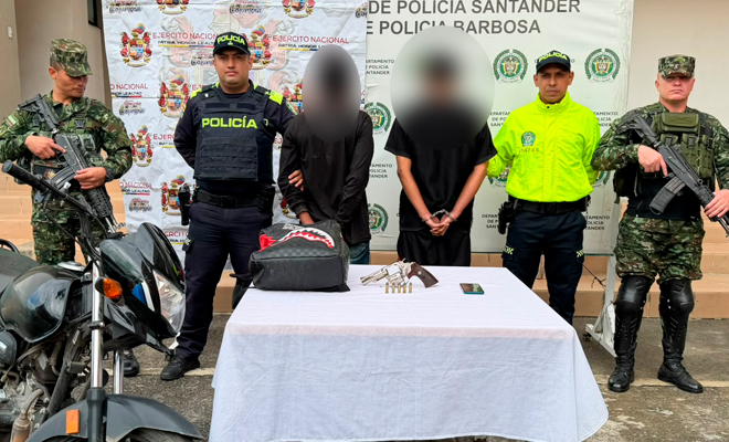 Unidades de Modelo del Servicio de Policía orientado a las personas y territorios, Investigación Criminal e Inteligencia Policial, el grupo GAULA y el apoyo del Ejercito Nacional, bajo la coordinación de la Fiscalía General de la Nación, capturaron a dos hombres presuntamente involucrados en los hechos