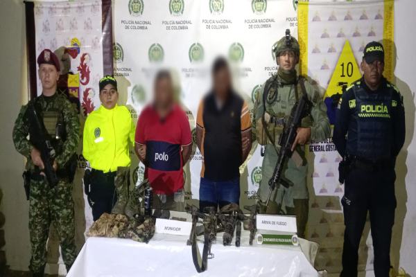 Dos personas capturadas por Polic&iacute;a y Ej&eacute;rcito porte ilegal de armas de fuego de fuego