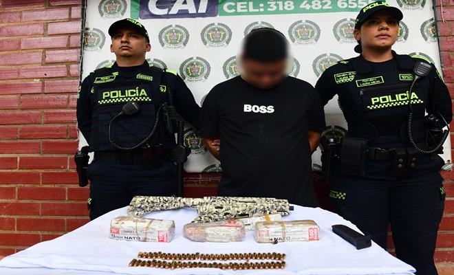 Hombre capturado, arma incautada, munición y patrulla de vigilancia