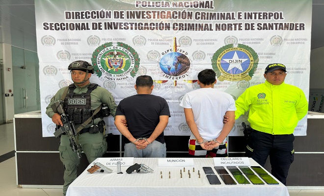Operativo en Cúcuta permitió dos capturas y la incautación de una pistola y un revolver