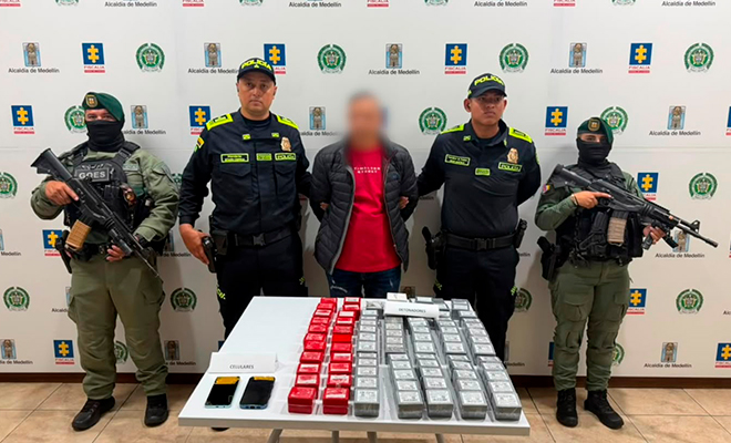 Capturado y elementos materiales probatorios custodiados por la Policía Nacional