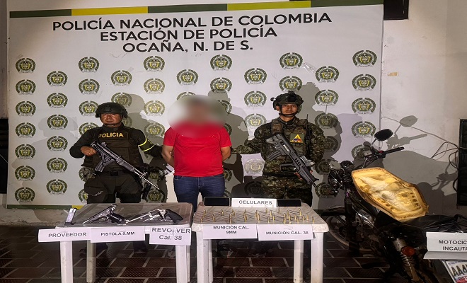  Capturado en flagrancia un ciudadano por el delito de fabricación, tráfico, porte o tenencia de armas de fuego, accesorios, partes o municiones.