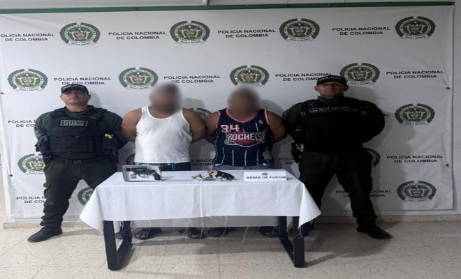 Dos policías y dos Capturados por porte ilegal con arma de fuego