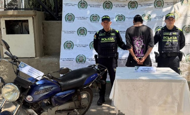 Persona capturada, se consigue la recuperación de una motocicleta