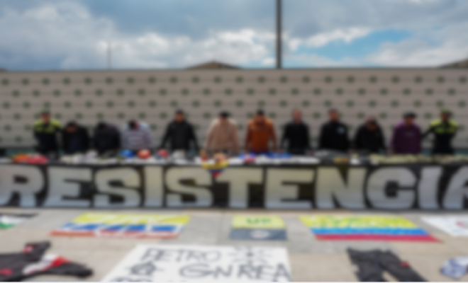 Presentaci&oacute;n de once capturados que estar&iacute;an vinculados en hechos violentos durante manifestaciones en Bogot&aacute;