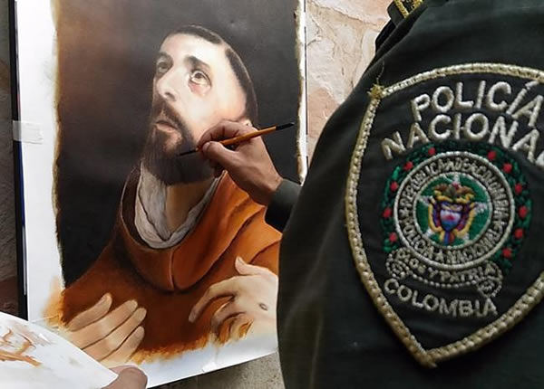 policia-colombia-cuadro-oleo-para-el-papa