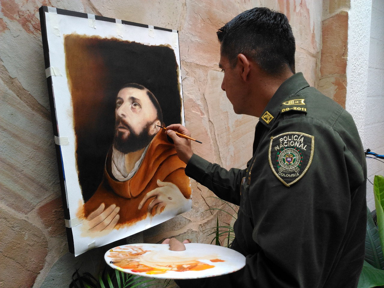 policia-cuadro-para-el-papa-colombia