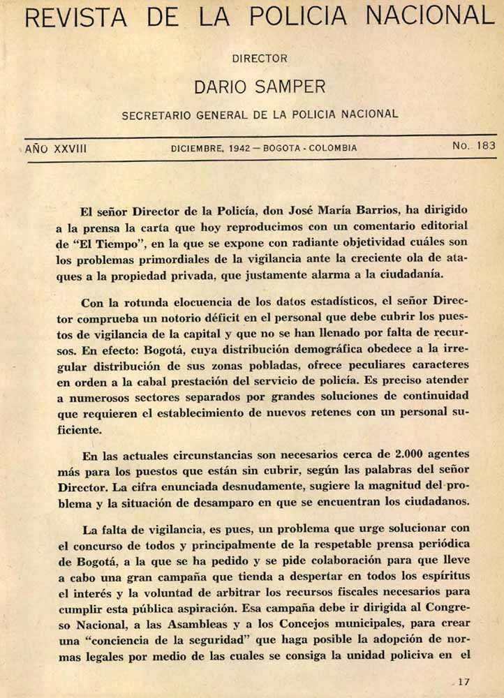 Portada de la Revista de la Polic&iacute;a