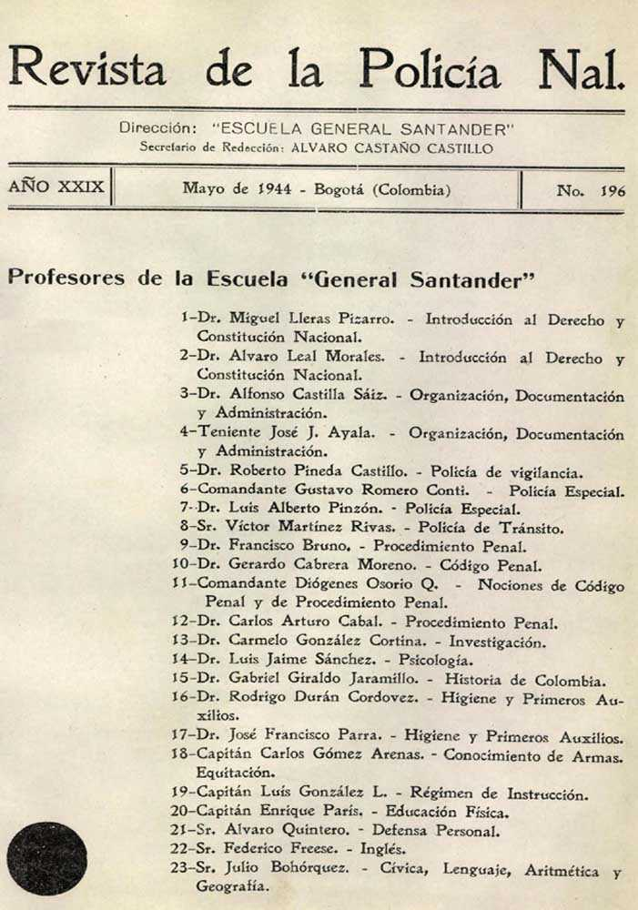 Portada de la Revista de la Polic&iacute;a