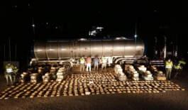 El alucinógeno era transportando en un vehículo tracto camión con caleta doble fondo. Dos hombres capturados y dos toneladas de marihuana tipo creepy fueron incautados en vías nacionales