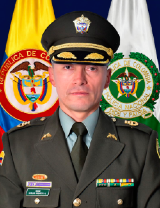 Fotografia del se&ntilde;or comandante del departamento de Polic&iacute;a Norte de Santander, Coronel Carlos Angarita Antol&iacute;nez